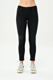 Naomi Siyah Yıpratmalı Paçası Kesikli  Normal Bel  Skinny Fit Jean Pantolon C 4526-053
