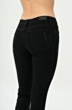 Naomi Siyah Yıpratmalı Paçası Kesikli  Normal Bel  Skinny Fit Jean Pantolon C 4526-053