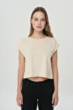 Taş Rengi Oversize Kısa Kollu T-Shirt 56105-053