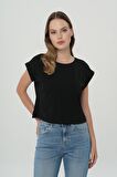 Siyah Oversize Kısa Kollu T-Shirt 56105-020