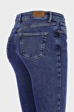 Judy Koyu Mavi Yüksek Bel Dizi Yırtıklı Skinny Jean Pantolon C 4521-195