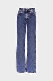 Sydney Orta Mavi Yüksek Bel Patı Fermuarlı Slim Straight Jean Pantolon C 4529-062