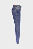 Sydney Orta Mavi Yüksek Bel Patı Fermuarlı Slim Straight Jean Pantolon C 4529-062