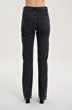 Antrasit Yüksek Bel Patı Fermuarlı Vintage Straight Fit Jean Pantolon C 4931-005