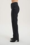 Antrasit Yüksek Bel Patı Fermuarlı Vintage Straight Fit Jean Pantolon C 4931-005