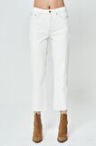 Eliza Cropped Ekru Paçası Kesik Yüksek Bel Straight Fit Fermuarlı Jean Pantolon C 4518-064