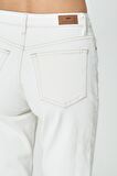 Eliza Cropped Ekru Paçası Kesik Yüksek Bel Straight Fit Fermuarlı Jean Pantolon C 4518-064