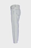  Eliza Cropped Buz Mavi Paçası Kesik Yüksek Bel Straight Fit Düğmeli Jean Pantolon C 4518-091