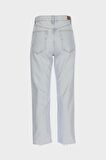  Eliza Cropped Buz Mavi Paçası Kesik Yüksek Bel Straight Fit Düğmeli Jean Pantolon C 4518-091