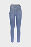 Judy Orta Mavi Yüksek Bel Patı Fermuarlı Jean Pantolon C 4521-225