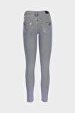 Judy Gri Yüksek Bel Yıpratmalı Patı Fermuarlı Skinny Fit Jean Pantolon C 4521-238