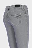 Judy Gri Yüksek Bel Yıpratmalı Patı Fermuarlı Skinny Fit Jean Pantolon C 4521-238
