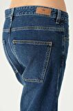 Koyu Mavi Düşük Bel Patı Fermuarlı Slim Fit Jean Pantolon  C 4934-006