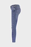 Judy Orta Mavi Yüksek Bel Yıpratma Detaylı Skinny Fit Jean Pantolon C 4521-253
