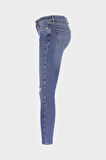 Judy Orta Mavi Yüksek Bel Yıpratma Detaylı Skinny Fit Jean Pantolon C 4521-253