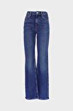 Orta Mavi Yüksek Bel Patı Fermuarlı Vintage Straight Fit Jean Pantolon C 4931-009