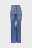 Orta Mavi Yüksek Bel Patı Fermuarlı Vintage Straight Fit Jean Pantolon C 4931-008