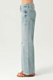 Açık Mavi Normal Bel Patı Düğmeli Dizi Kesikli Loose Fit Jean Pantolon C 4934-016