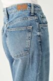 Orta Mavi Yüksek Bel Patı Fermuarlı Loose Jean Pantolon C 4934-017