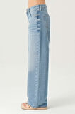 Weslie Açık Mavi Normal Bel Patı Düğmeli Wideleg Jean Pantolon C 4530-207