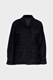 Kadın Koyu Mavi Slim Fit Jean Ceket C 4538-238