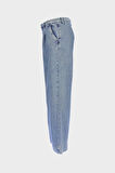 Weslie Açık Mavi Yüksek Bel Patı Fermuarlı Pile Detaylı Wideleg Jean Pantolon C 4530-215