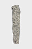 Weslie Zebra Desenli Yüksek Bel Fermuarlı Wideleg Jean Pantolon C 4530-216