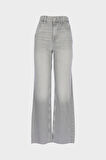 Eliza Gri Yüksek Bel Patı Fermuarlı Jean Pantolon C 4518-117