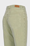 Eliza Çağla Yeşili Yüksek Bel Patı Fermuarlı Paçası Kesikli Straight Jean Pantolon C 4518-118