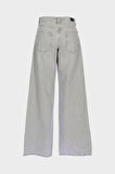Weslie Gri Yüksek Bel Patı Fermuarlı Wideleg Jean Pantolon C 4871-005