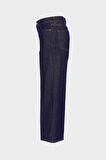 Koyu Mavi Yüksek Bel Patı Fermuarlı Straight Fit Jean Pantolon C 4889-005