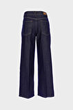 Koyu Mavi Yüksek Bel Patı Fermuarlı Straight Fit Jean Pantolon C 4889-005