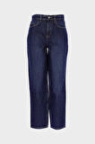 Ariana Koyu Mavi Yüksek Bel Patı Fermuarlı Mom Fit Jean Pantolon C 4934-021