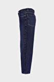 Ariana Koyu Mavi Yüksek Bel Patı Fermuarlı Mom Fit Jean Pantolon C 4934-021