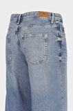 Weslie Açık Mavi Normal Bel Patı Fermuarlı Wideleg Jean Pantolon C 4530-110