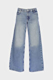 Weslie Açık Mavi Normal Bel Patı Fermuarlı Wideleg Jean Pantolon C 4530-110
