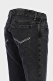 Antrasit Normal Bel Fermuarlı Slim Fit Taşlı Jean Pantolon C 4934-023