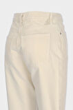 Ekru Yüksek Bel Slim Fit Patı Fermuarlı Jean Pantolon C 5529-005
