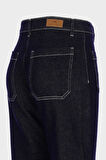 Koyu Mavi Yüksek Bel Takma Cepli Patı Fermuarlı Wideleg Jean Pantolon C 4939-005