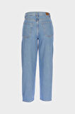 Açık Mavi Yüksek Bel Barrel Fit Patı Fermuarlı Jean Pantolon C 4934-024