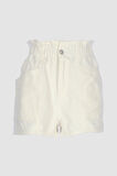 Beyaz Beli Lastikli Yüksek Bel Patı Fermuarlı Jean Şort C 4534-090