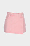 Pembe Yüksek Bel Jean Şort Etek C 4534-110