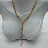 Özel Seri Uzun Vintage Trend Y Kolye  - Gold