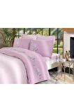 Butik Çeyizlik Nakışlı Nevresim Takımı Akfil Çift Kişilik Boutıque Cozy Pembe