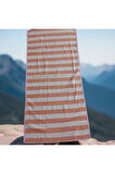 ÖZDİLEK DOUBLE COLOR STRIPE PLAJ HAVLUSU 70x145 Turuncu-Pembe
