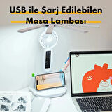 TechTic 8in1 Fanlı Masa Lambası 4 Başlı Lamba Saat Takvim Derece Kalemlik Telefon Tutucu Fan Lamba