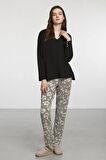 Penye Mood Pijama Takım Siyah 9112PJTK