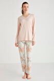 Catherine's 2610 Pembe Çiçek Desenli Pijama Takım