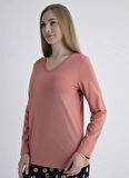 Sixteensixty V Yaka Pembe Pijama Üst 403SIX-1110-074