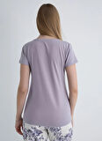 Sixteensixty Yuvarlak Yaka Lila Pijama Üst 403SIX-1110-070